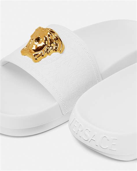 versace medusa white slides|Versace palazzo slides.